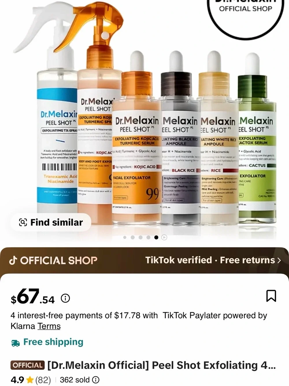 Peel Shot Exfoliating Kojic Acid Turmeric Spray - White & Orange